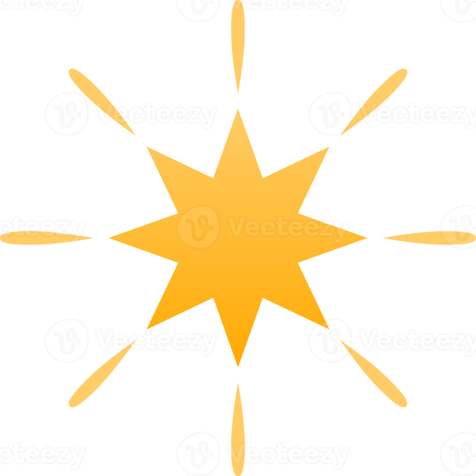Yellow sparkle star light rays icon png