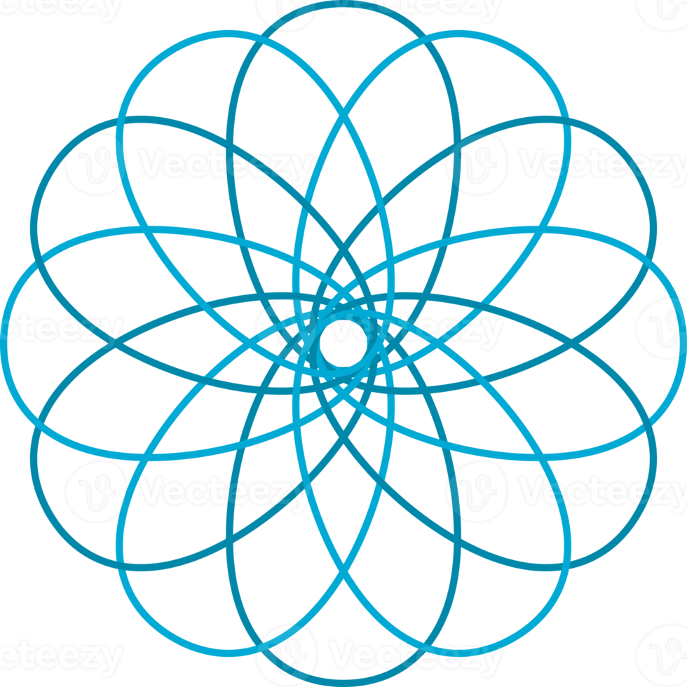 Blue abstract line circle overlap icon png