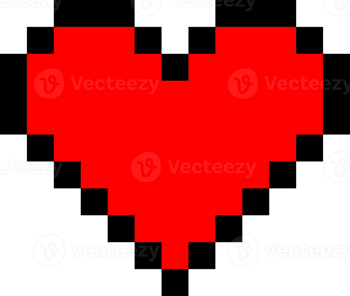 Red heart love pixel art icon doodle png