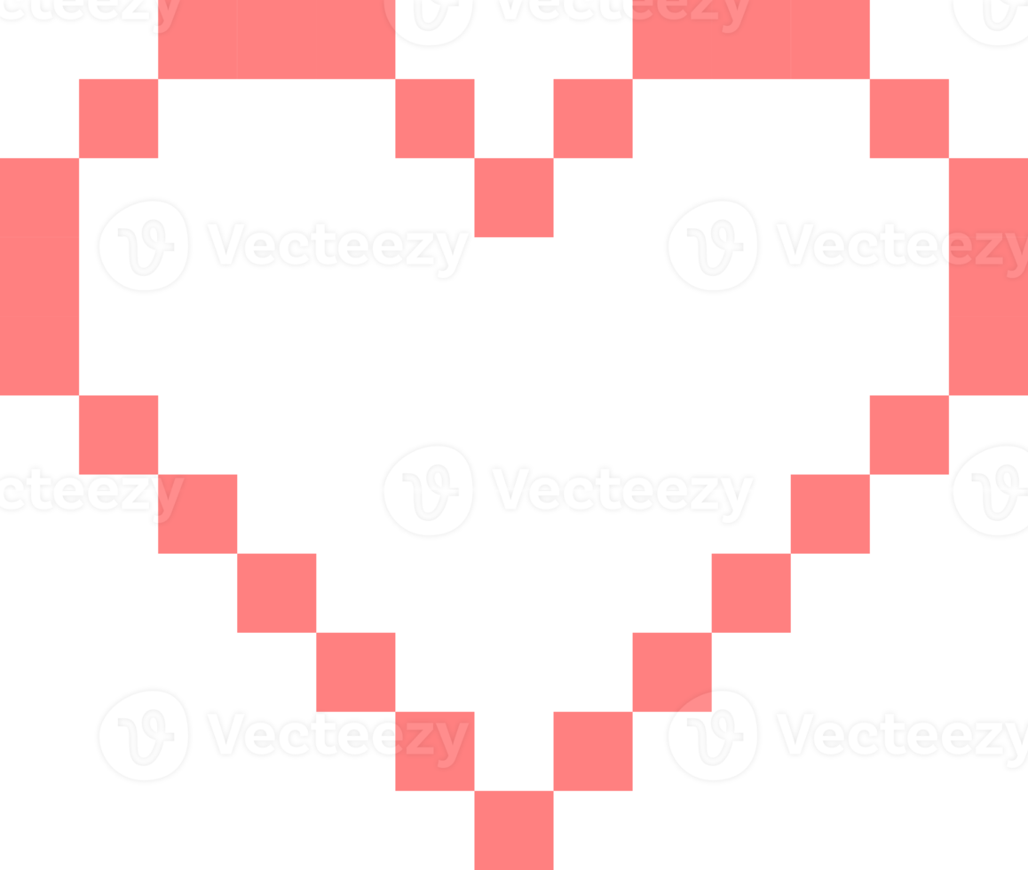 Pink line heart love pixel art icon doodle png