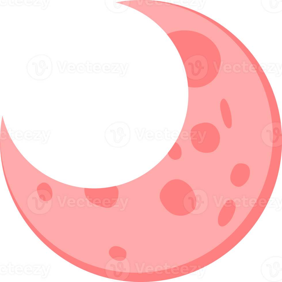 Pink crescent moon doodle icon png