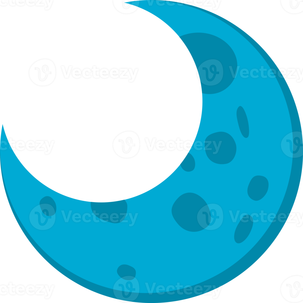 Blue crescent moon doodle icon png