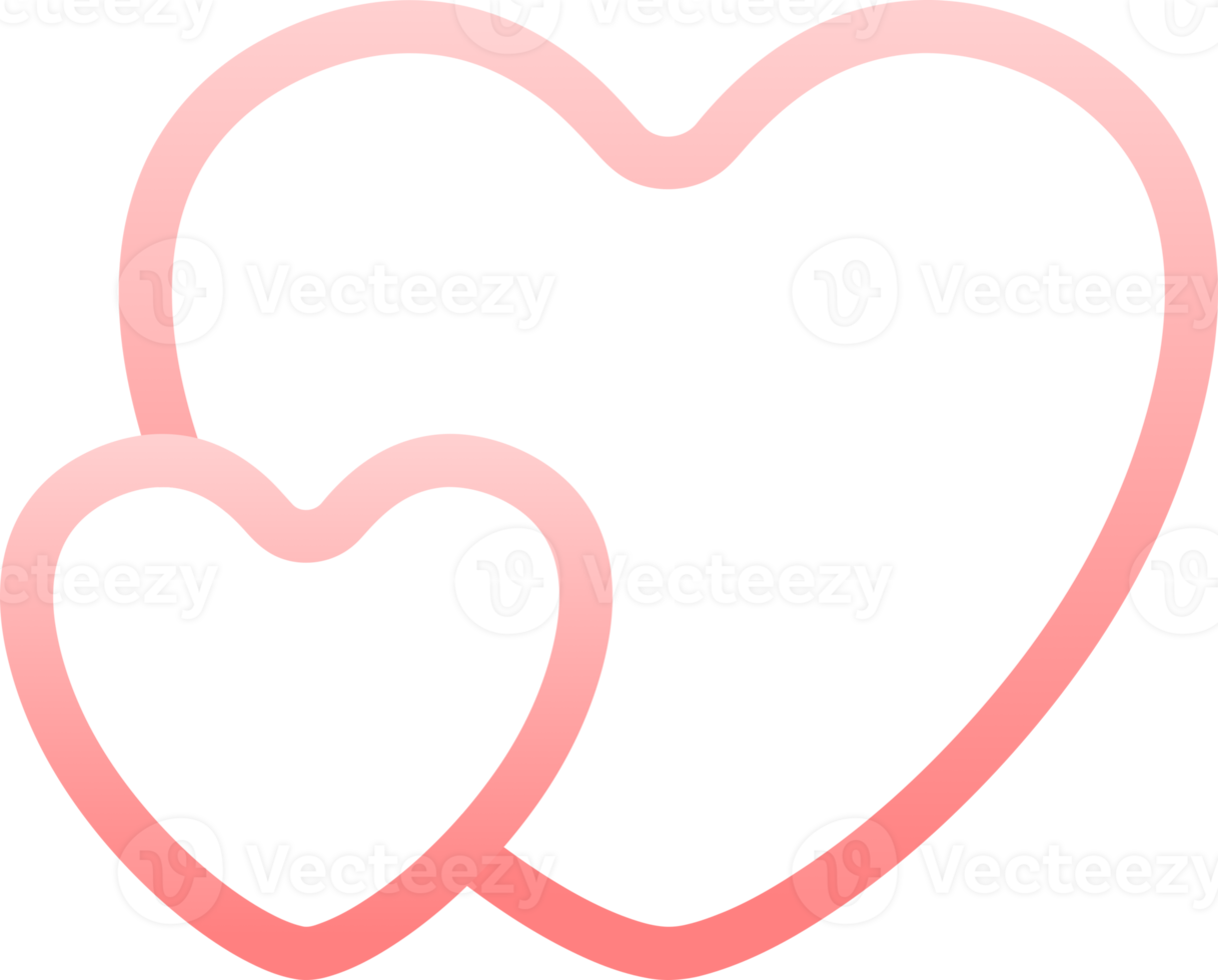 Pink line couple heart png