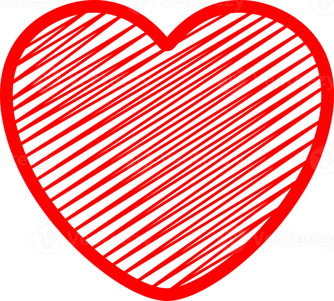 Red heart icon doodle png