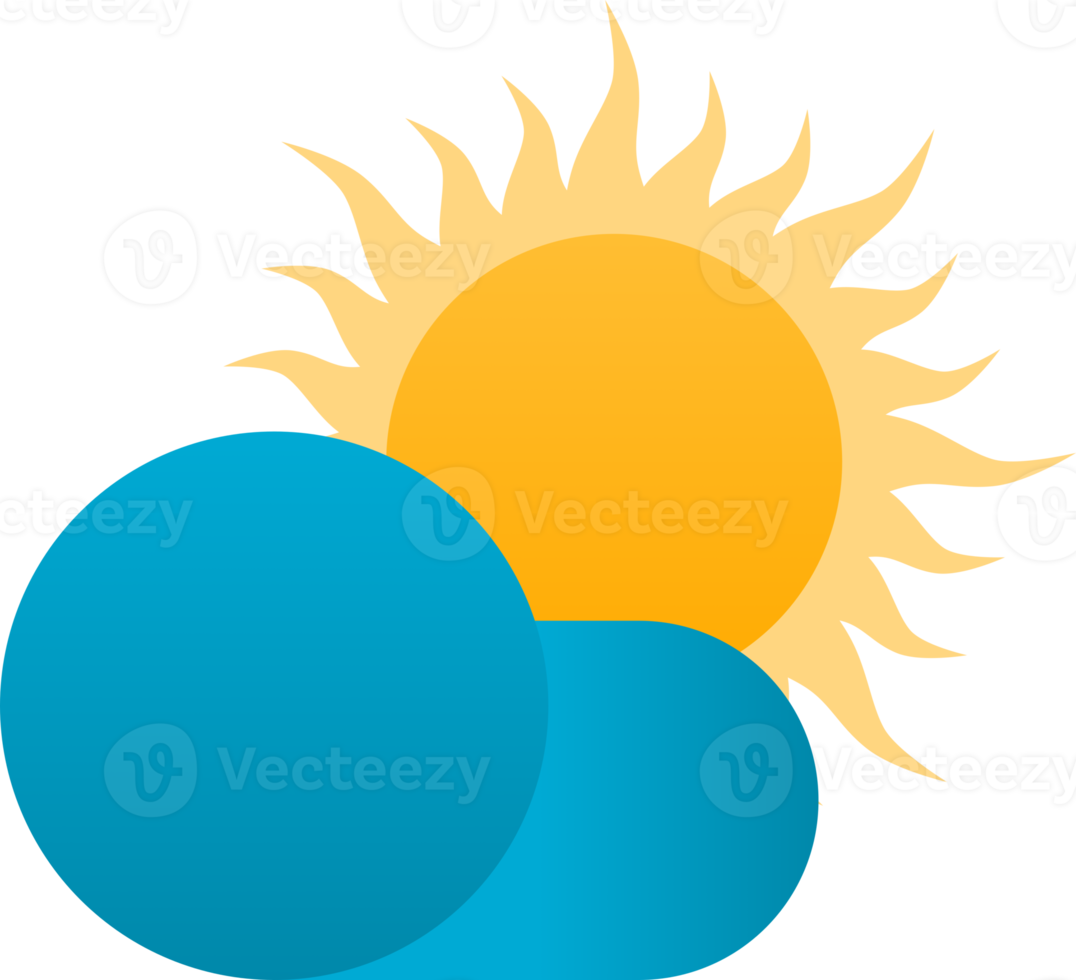 Yellow sun with blue cloud sky icon png