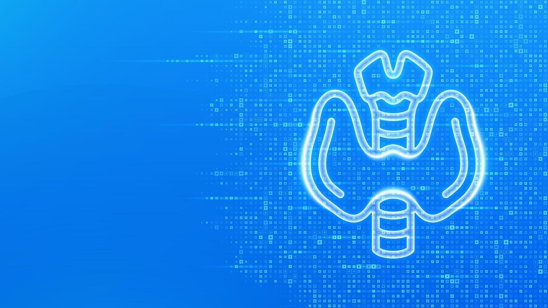 Thyroid gland icon. Thyroid health care. Awareness of Endocrine diseases hyperthyroidism, hypothyroidism. Endocrinology. Blue medical background made with cross shape symbol. illustration. vector