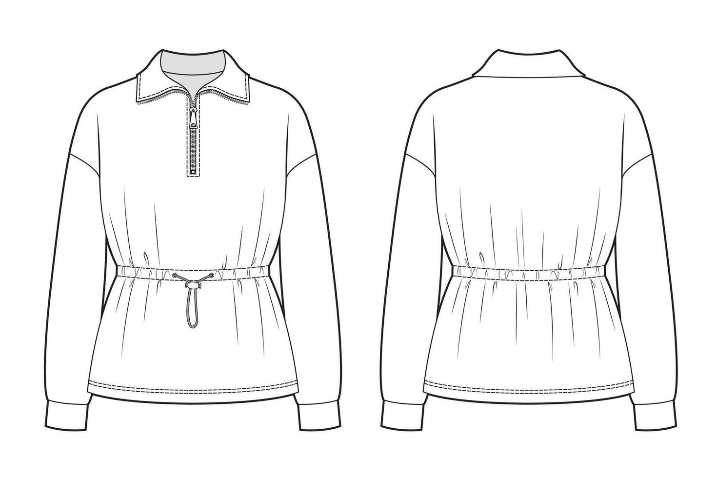 Half zipper sweatshirt with drawstring waist vector