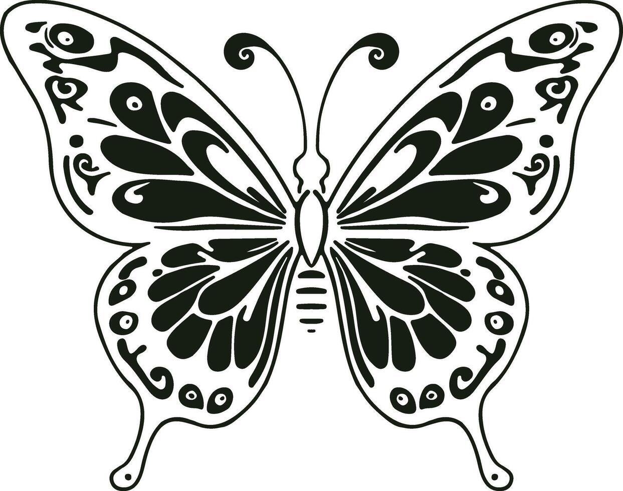 Black and white butterfly silhouette illustration Art vector