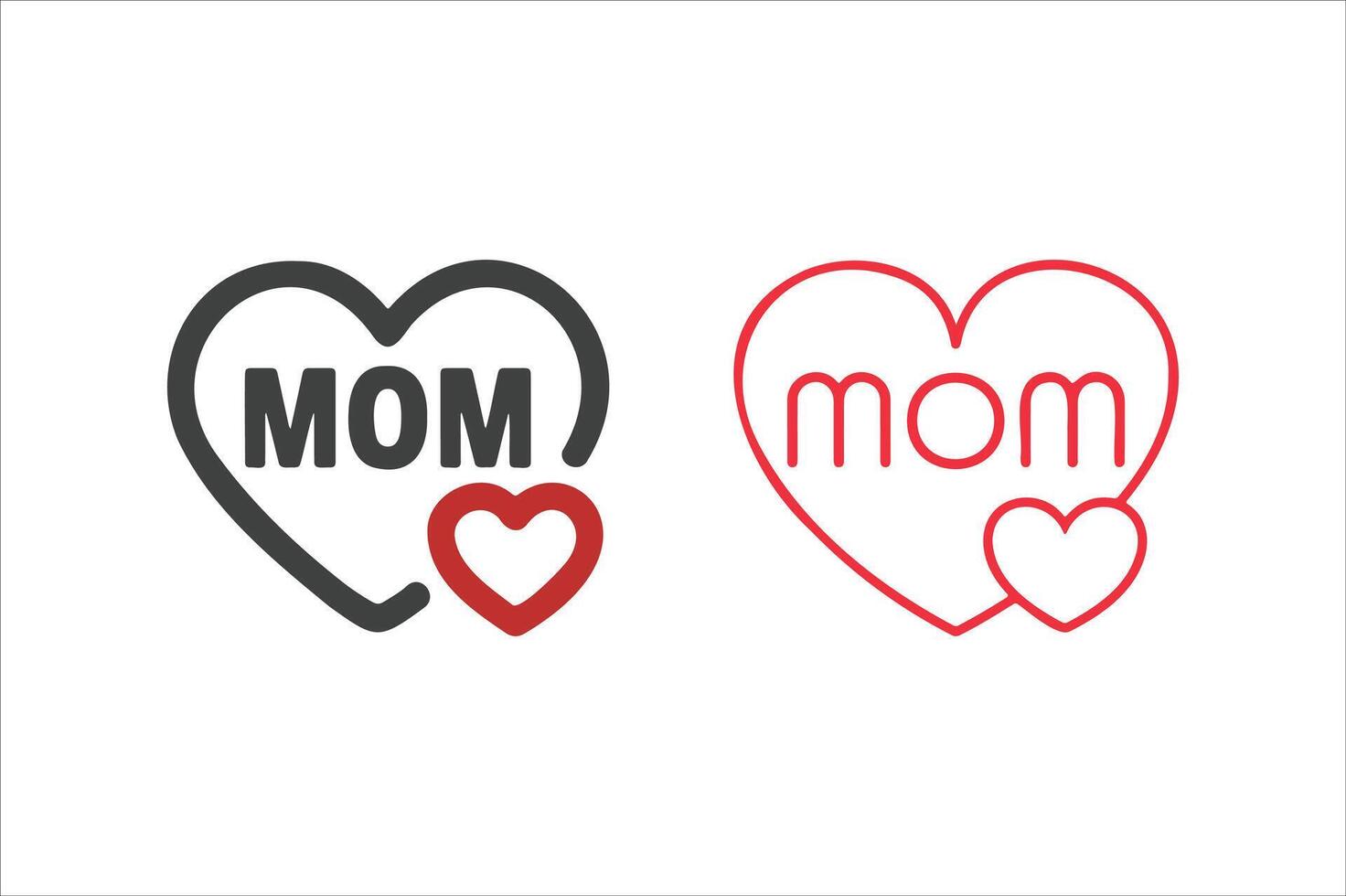 Mom red heart symbol of love for Mother's Day typography design vector