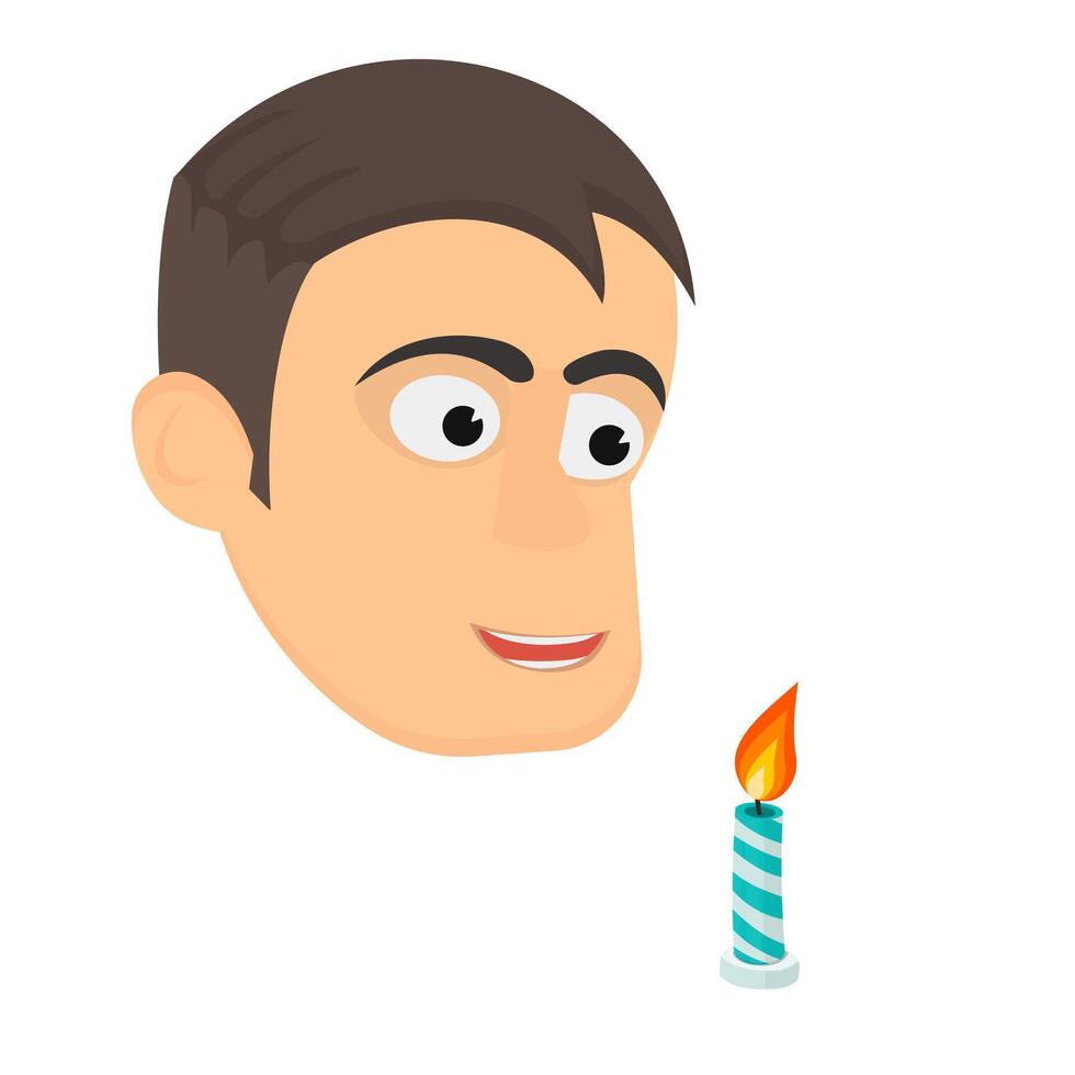 The man blows out the candle. Holiday vector
