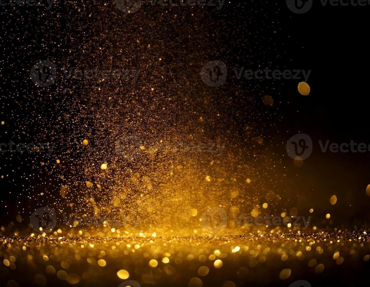Shimmering gold dust particles suspended in soft light photo