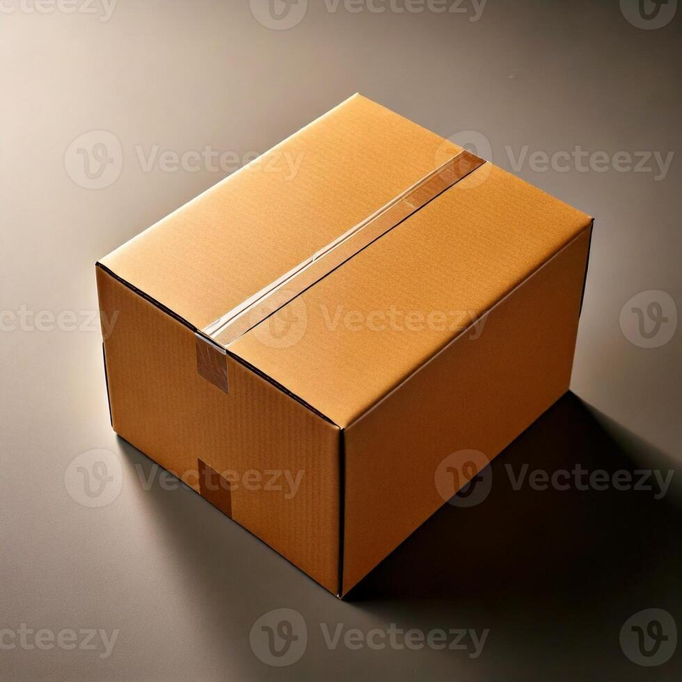 Blank cardboard box subtle shadow photo