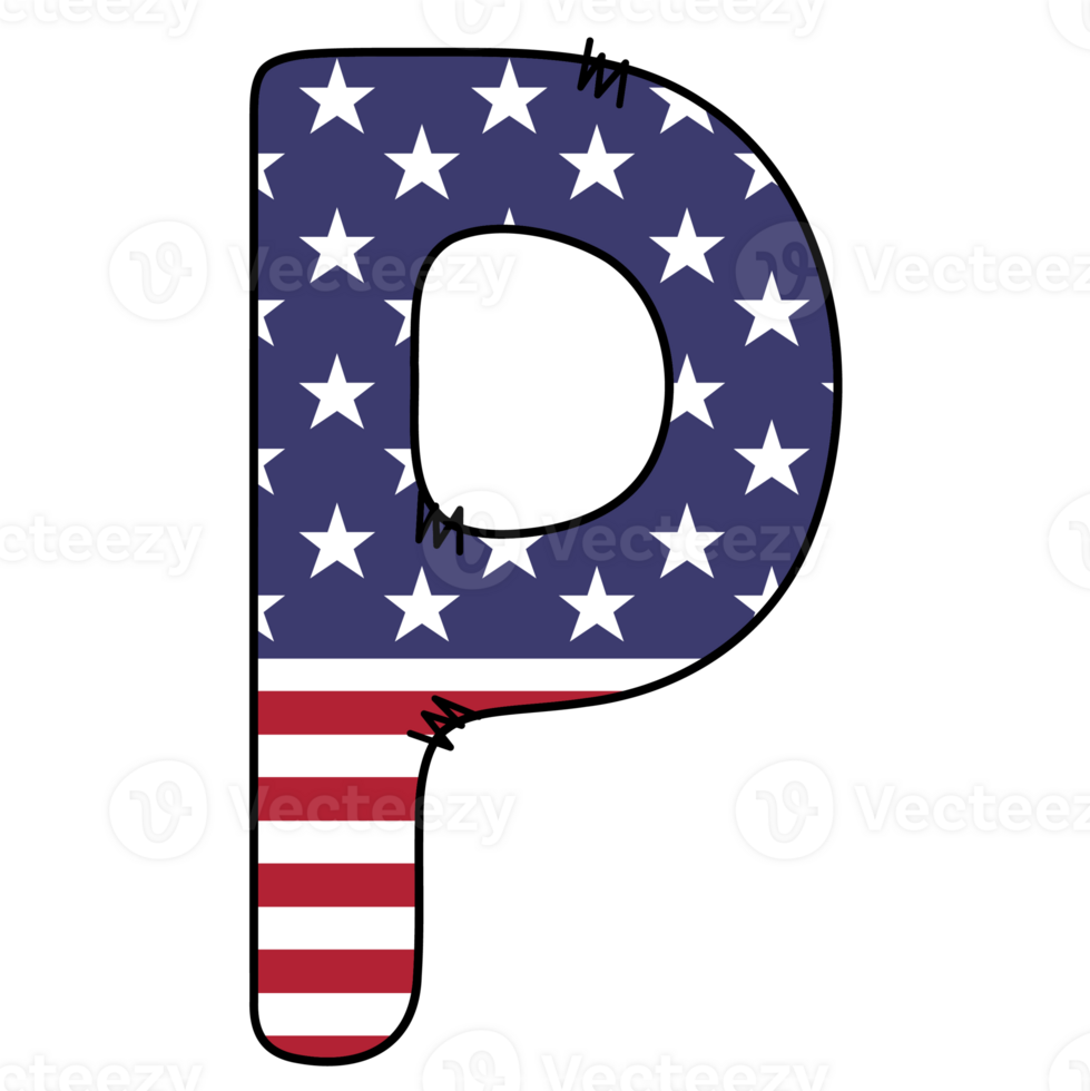 USA Flag Letter P png
