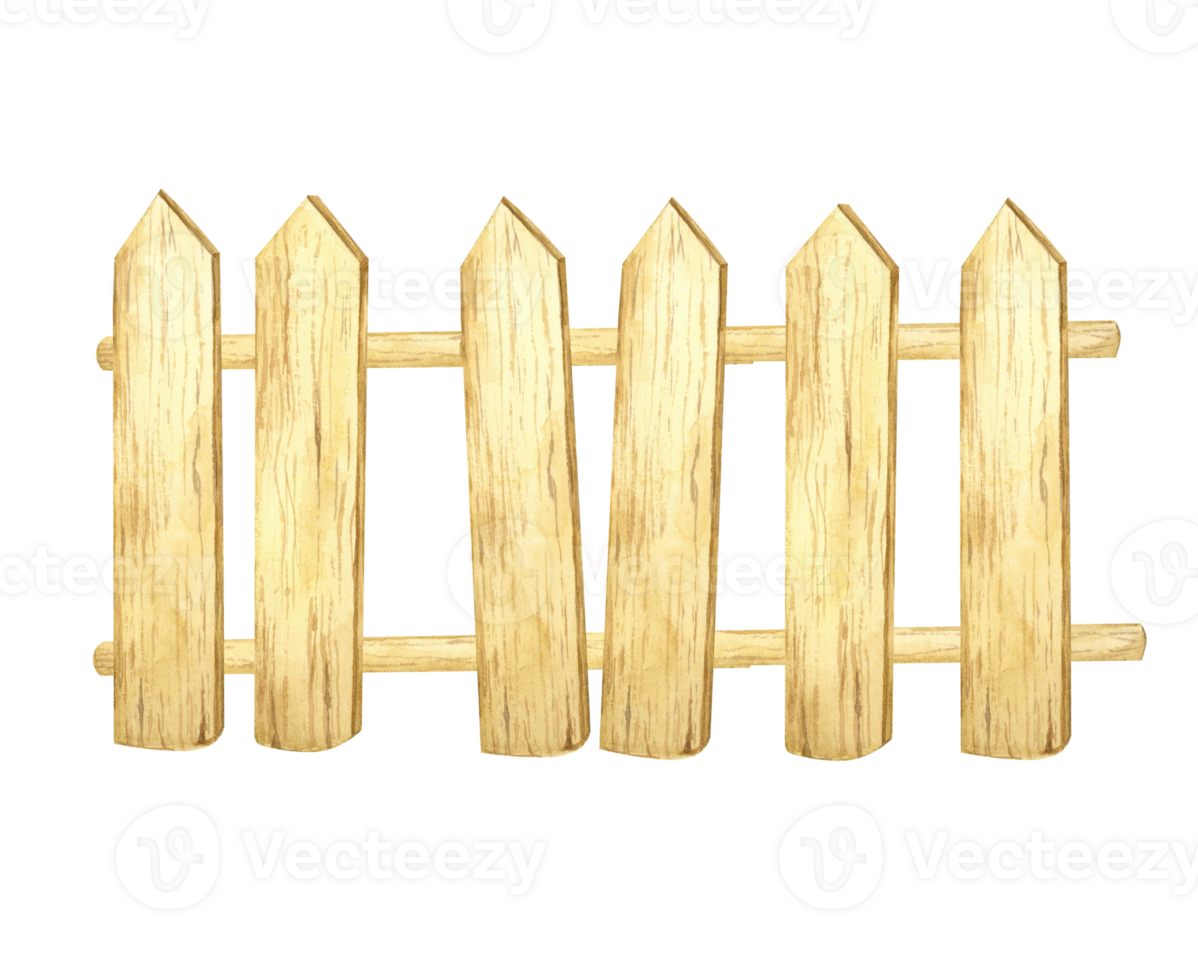 Rustic wooden fence watercolor clipart in warm golden tones. Illustration Great for country-themed invitations, gardening blogs, farmhouse decor, and creative digital artwork png