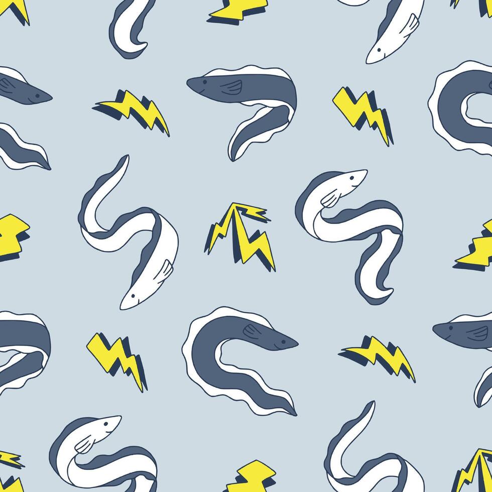 Seamless Pattern of Eel Animal Electric Background for Fashion Wrapping Print Fabric Surface vector