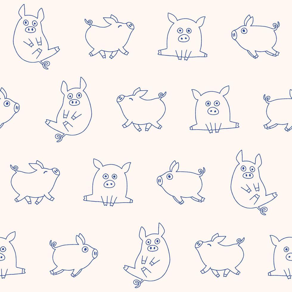 Outline Pig Seamless Pattern Background for Print Fabric Surface Fashion Wrapping vector