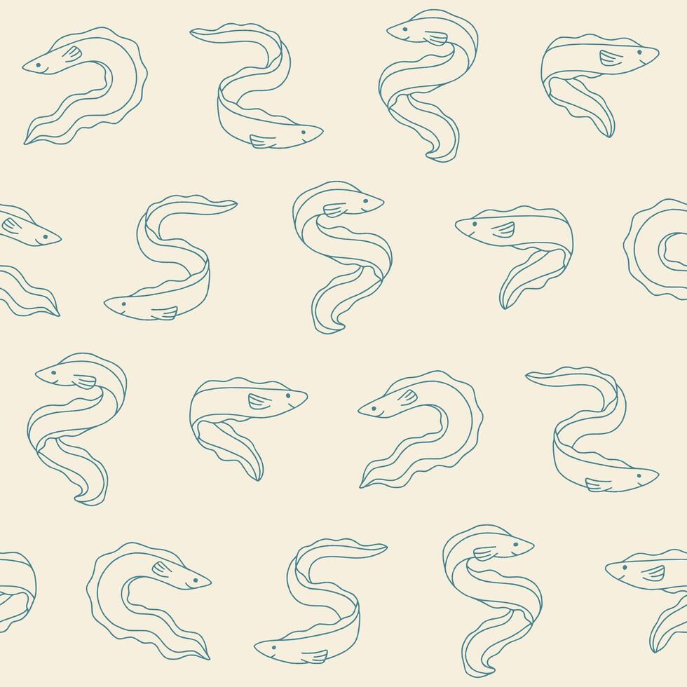 Outline Eel Seamless Pattern Background for Print Fabric Surface Fashion Wrapping vector