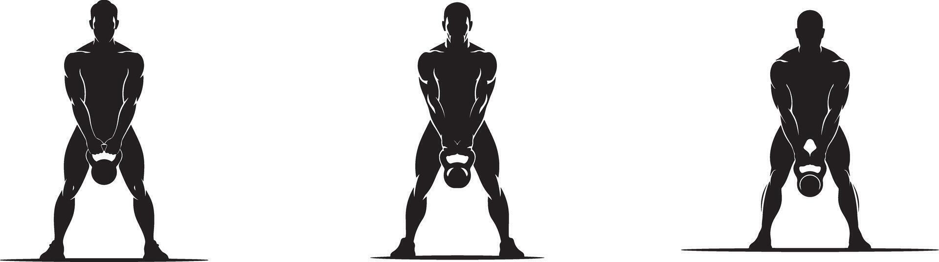 Kettlebell Swing Exercise Silhouette Strong Man Fitness Workout Gym Health vector