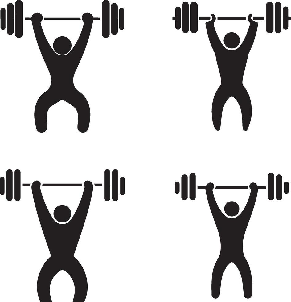 Strongman Lifting Barbell Pictogram Illustration In Black And White Style vector