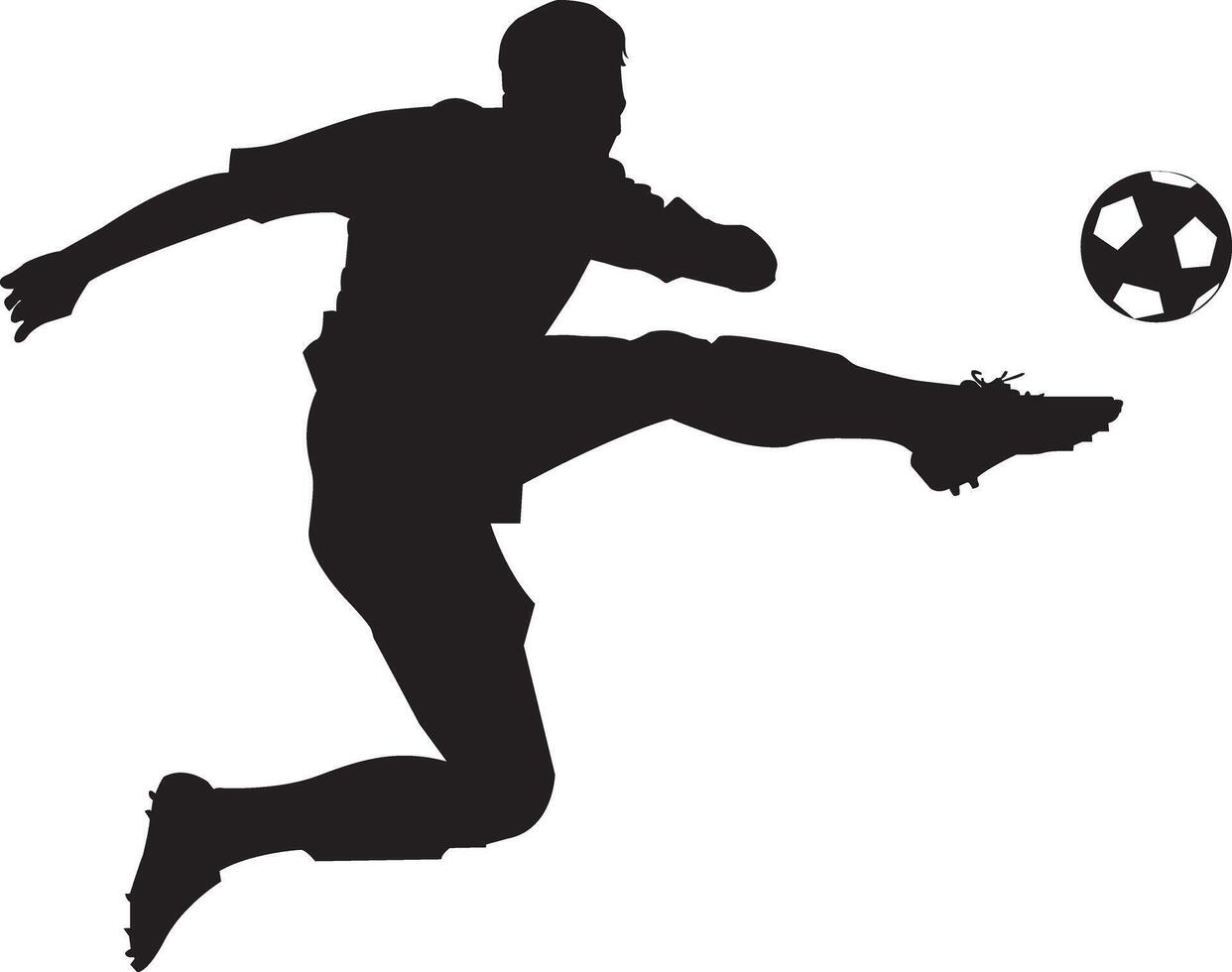 Silhouette Of A Soccer Player Kicking A Ball With Energy And Power vector