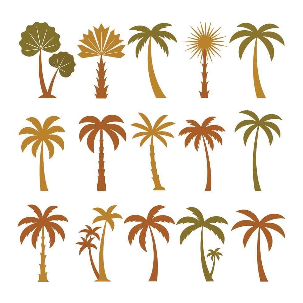 Collection of Palm Tree Silhouettes for Tropical Design Projects vector
