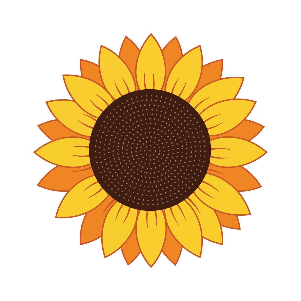 A Vibrant Sunflower Illustration with Yellow and Orange Petals vector