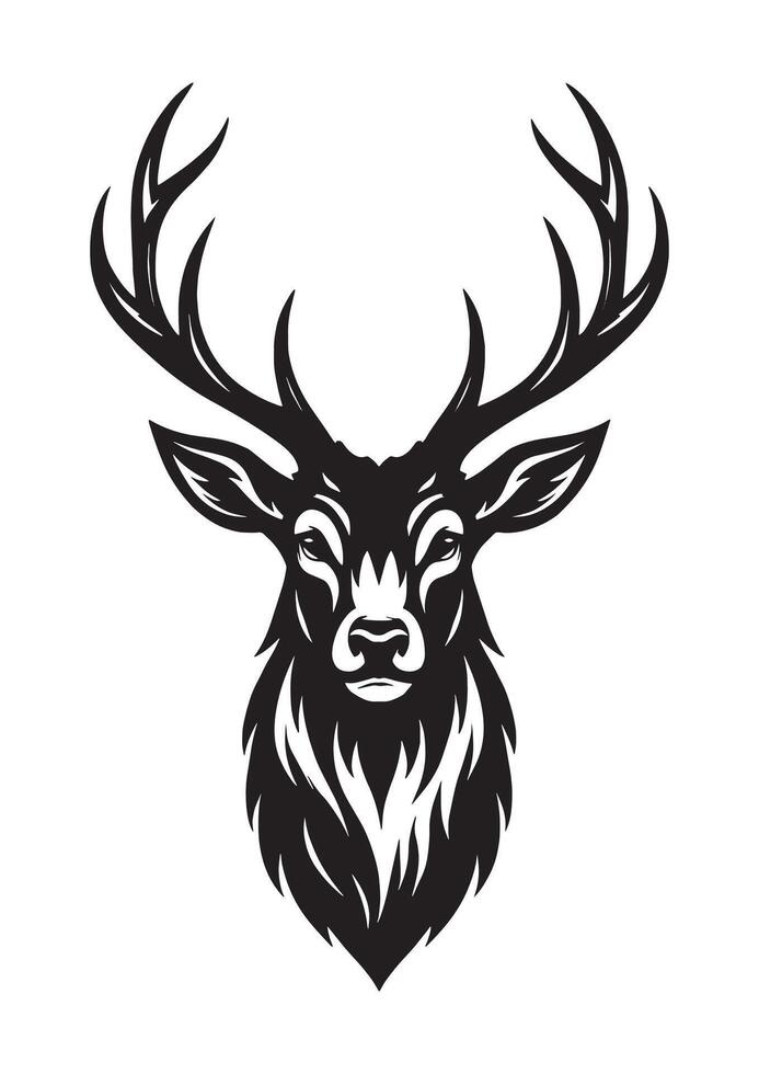 Majestic Deer Head Silhouette with Antlers vector