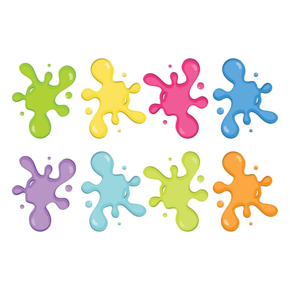illustration of colored spots of spilled paint on a white background. vector