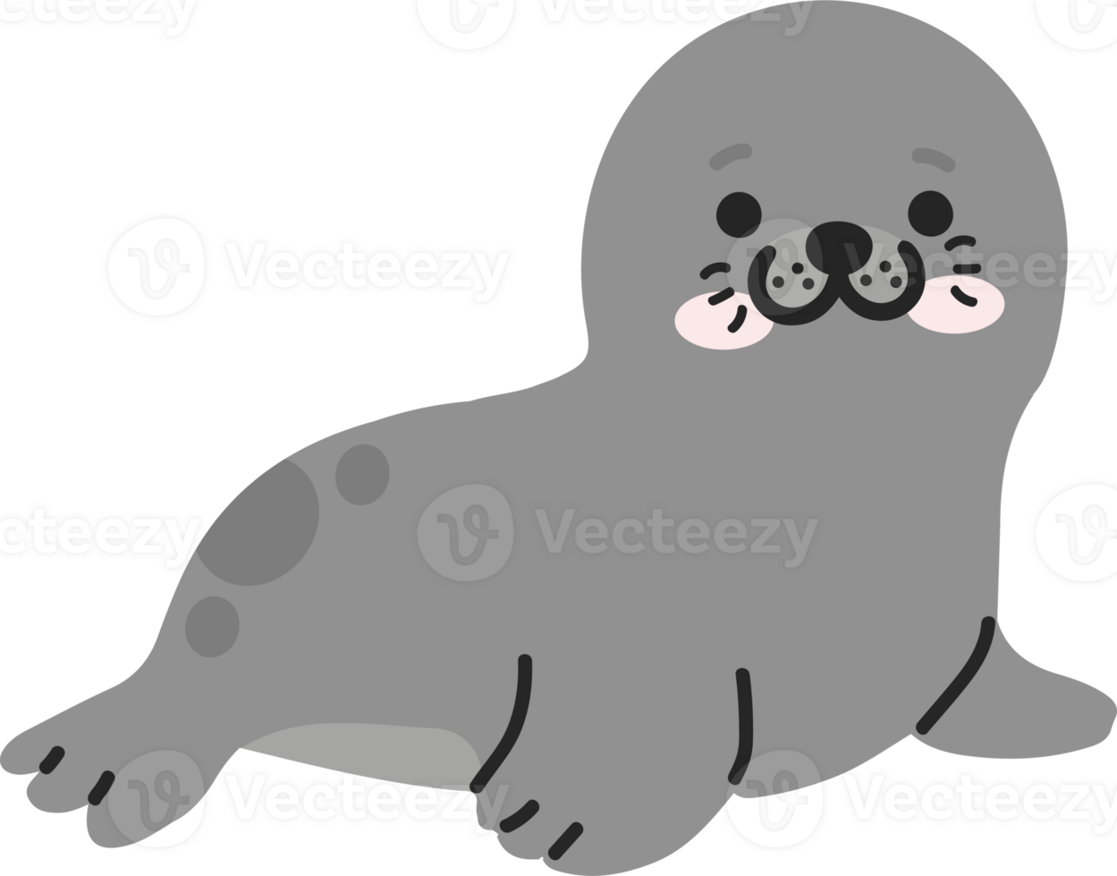 A seal with a pink nose and pink eyes png