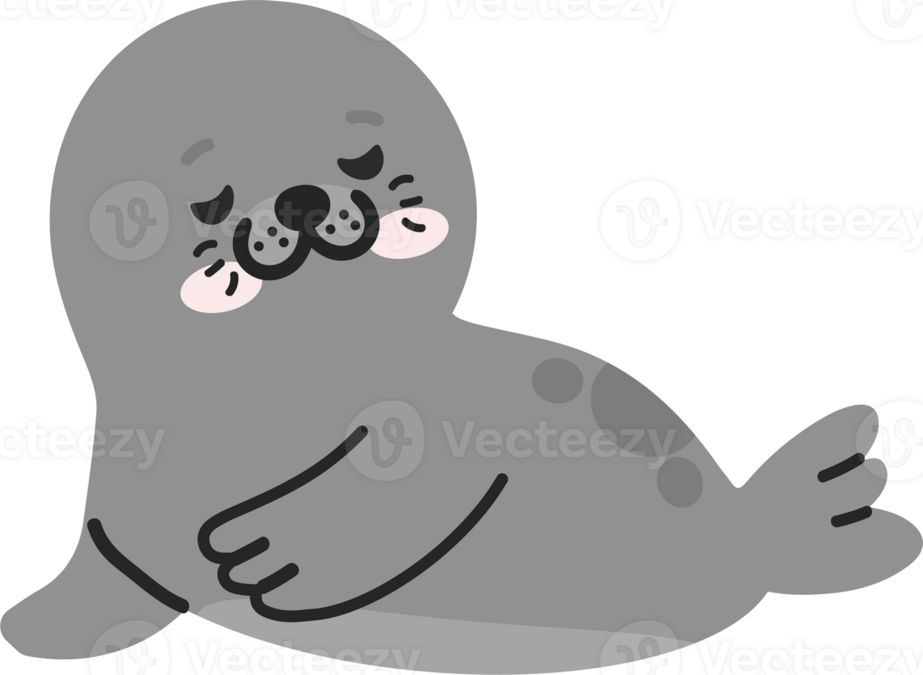A cute seal with a pink nose and pink eyes png