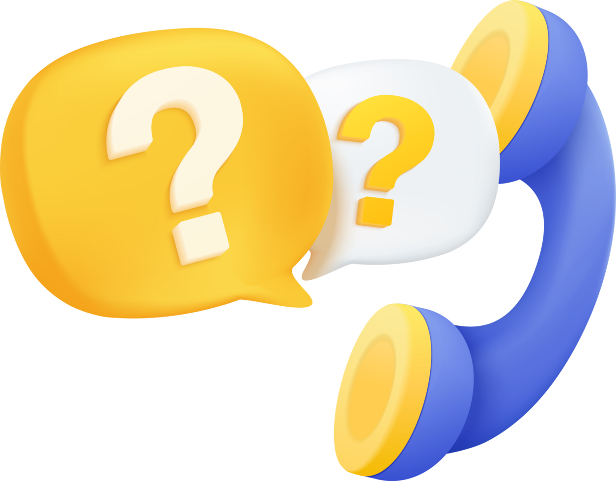 3d phone and bubble talking with service support hotline and call center icon concept. 3d telephone for contact png