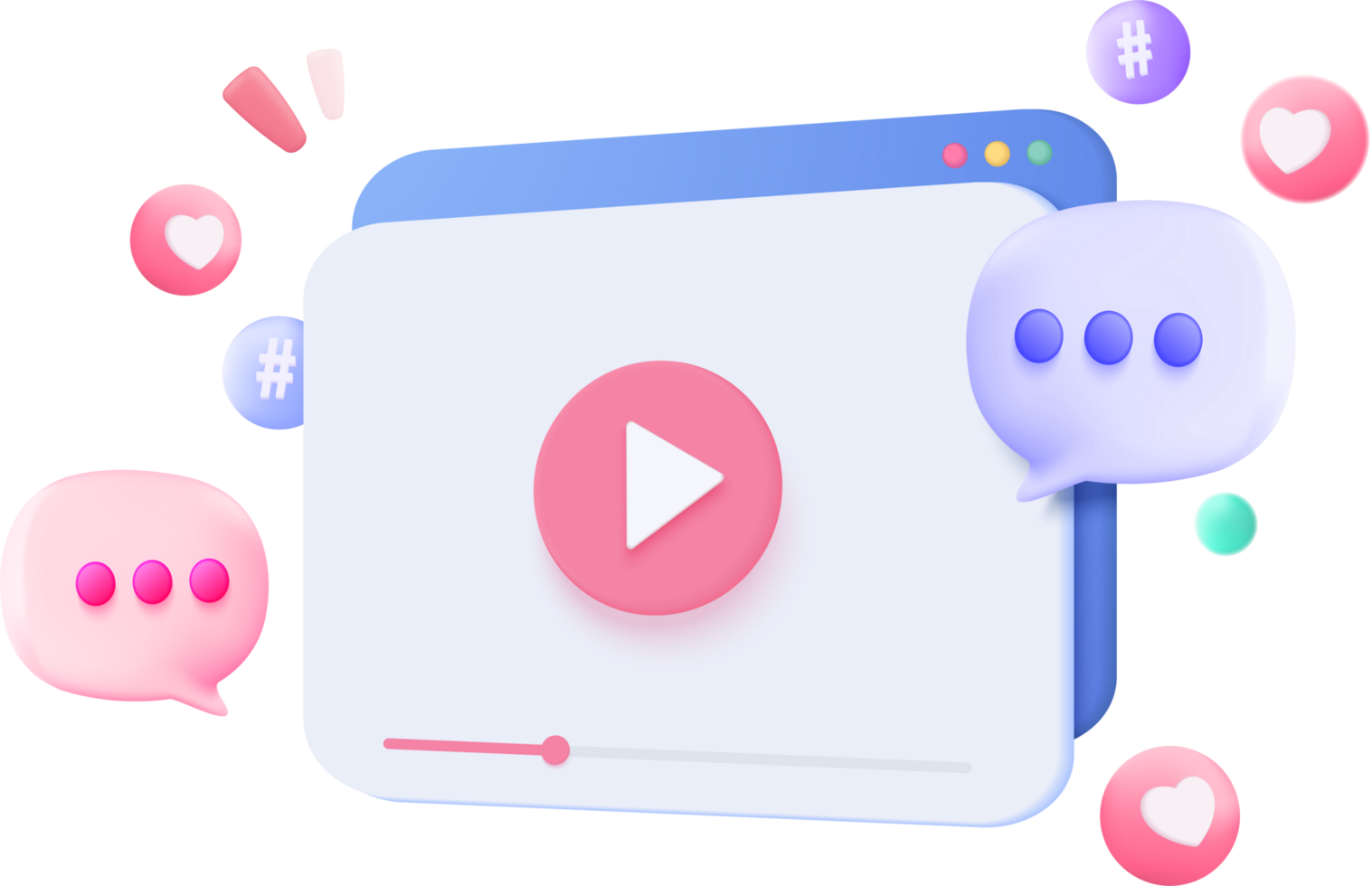 3D social media with and photo in bubble, online social for text in speech, emoji, chat speech png