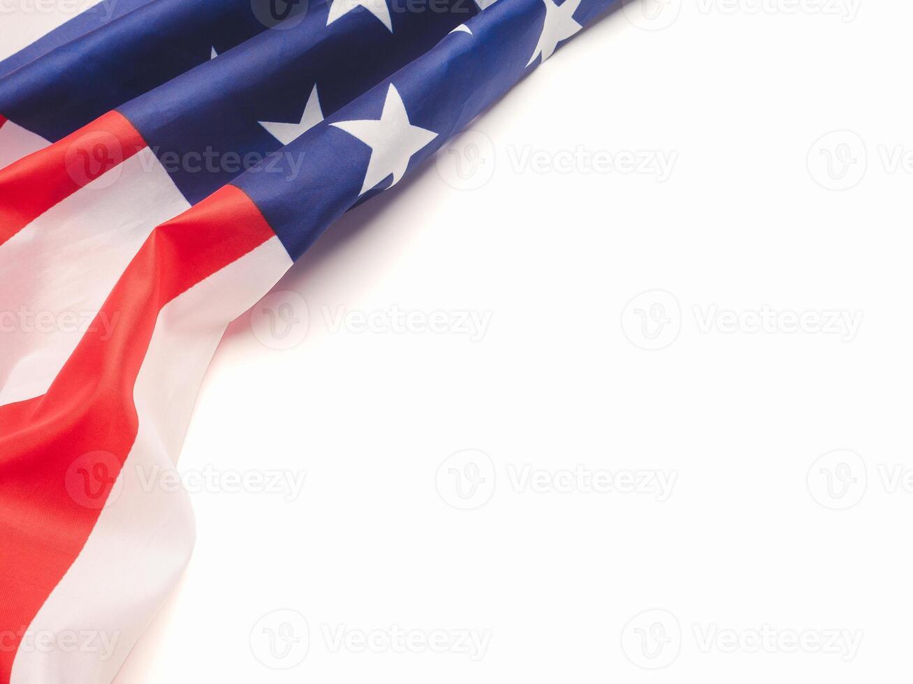 Part of the American flag is on a white background. Space for text. photo