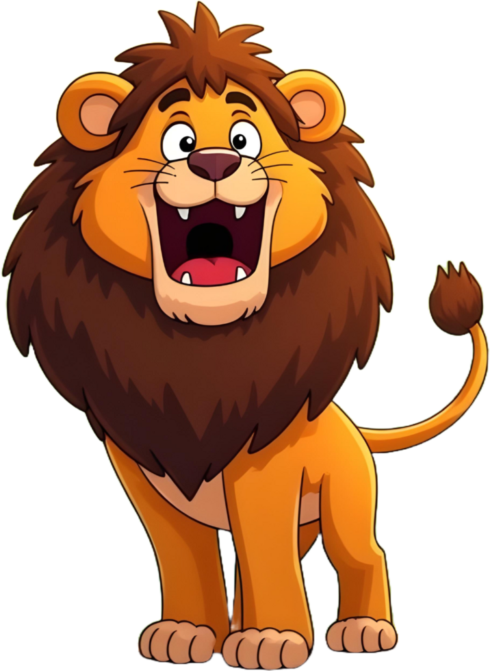 Cartoon lion standing with open mouth png