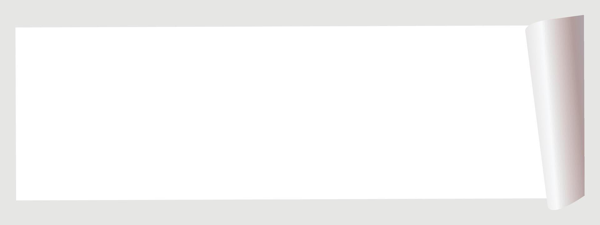 White Rectangle Peel Off Sticker on Grey Background vector