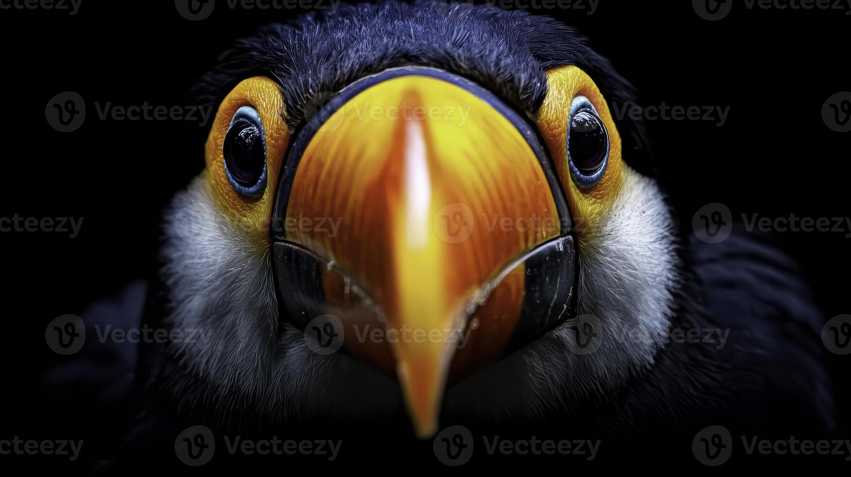 Close-Up of a Colorful Toucan with Dramatic Features and Details photo