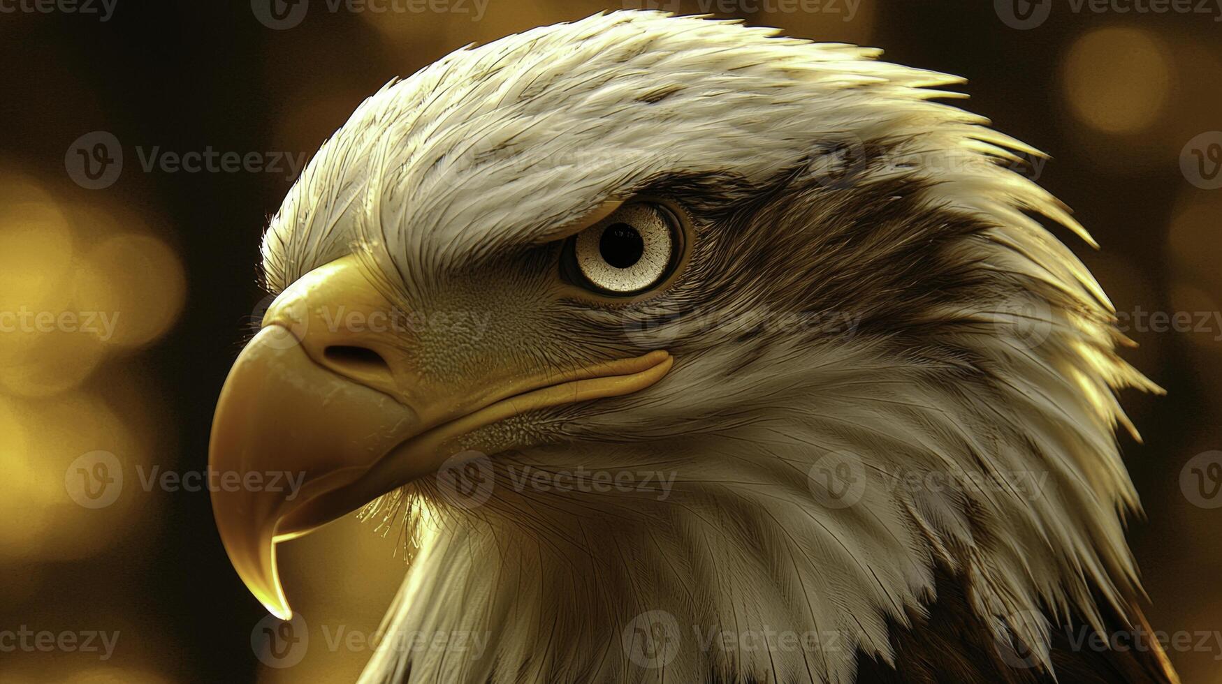 Bald Eagle Portrait Close-Up with Detailed Features and Background photo