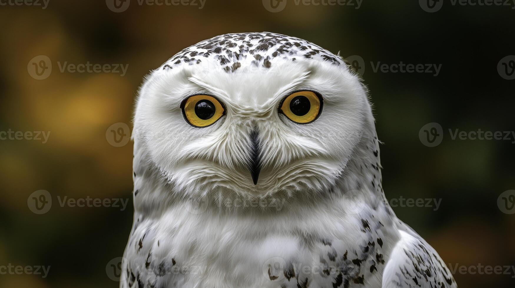 Close-Up Portrait of a Soft White Snowy Owl with Stunning Features photo