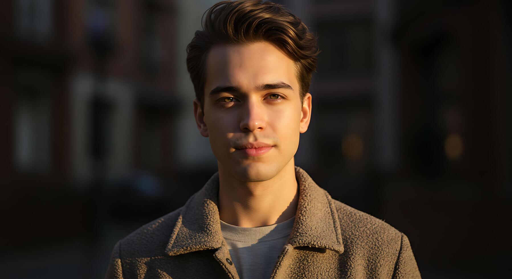 Portrait of a handsome young man with thoughtful expression - Generated using AI photo