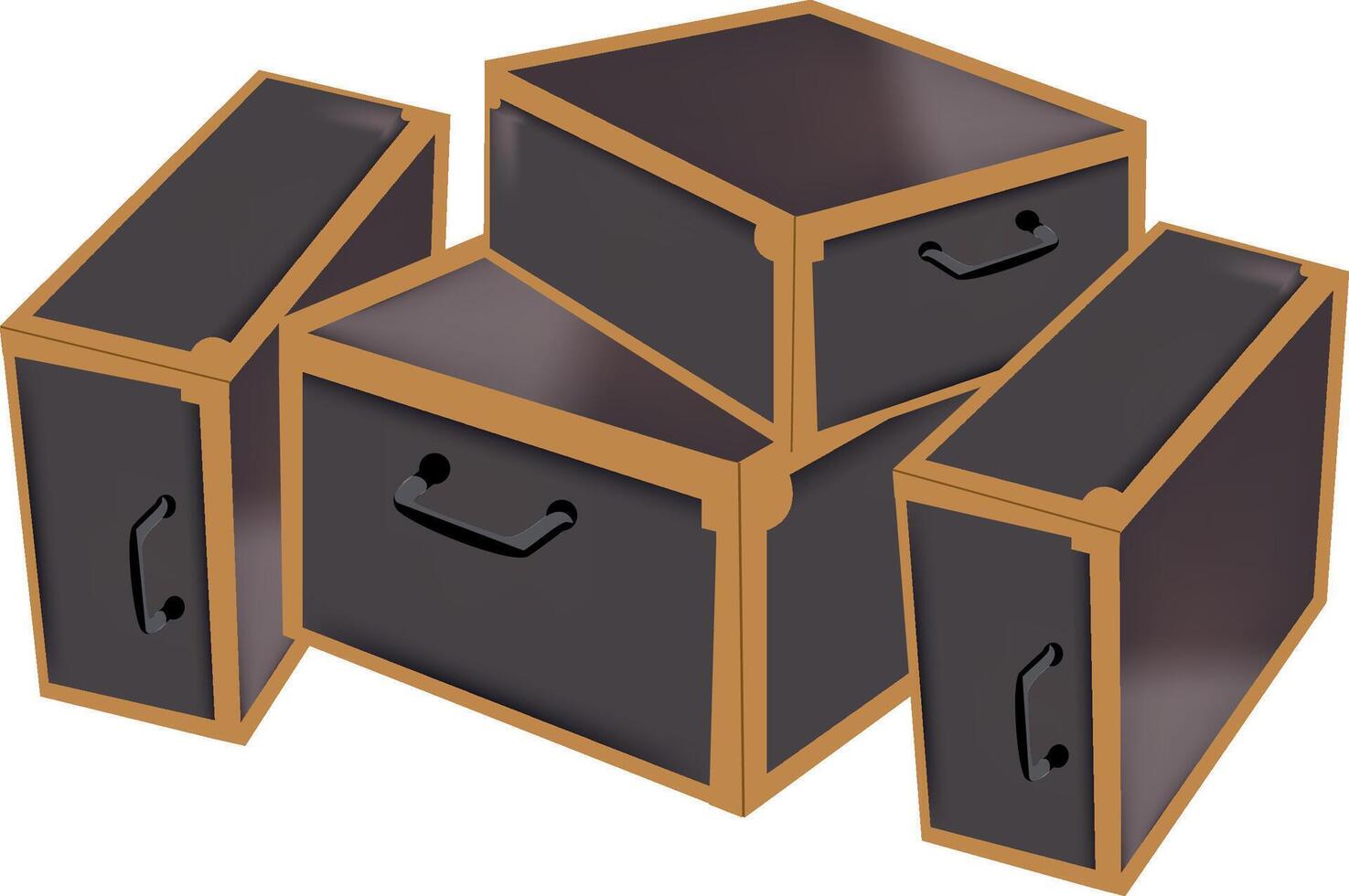 Storage boxes balancing precariously creating abstract design vector