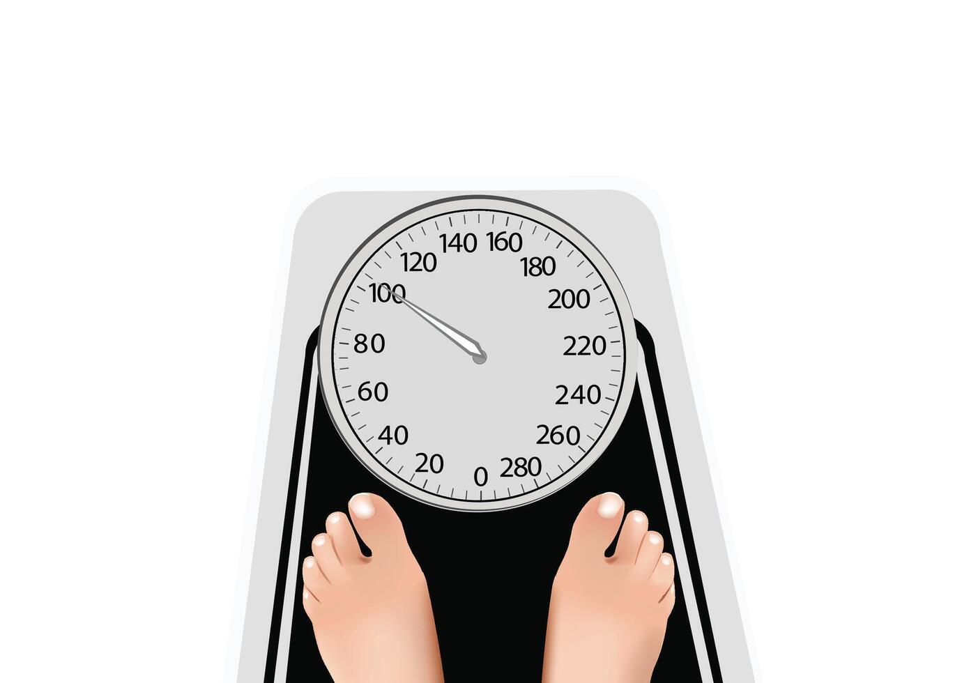A person standing on a scale with their feet on the top vector