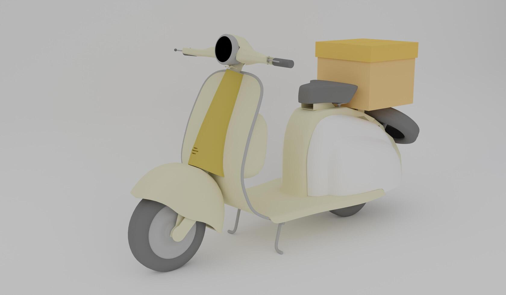 Motorcycle with food box on back delivery, delivery vehicle, 3D illustration photo