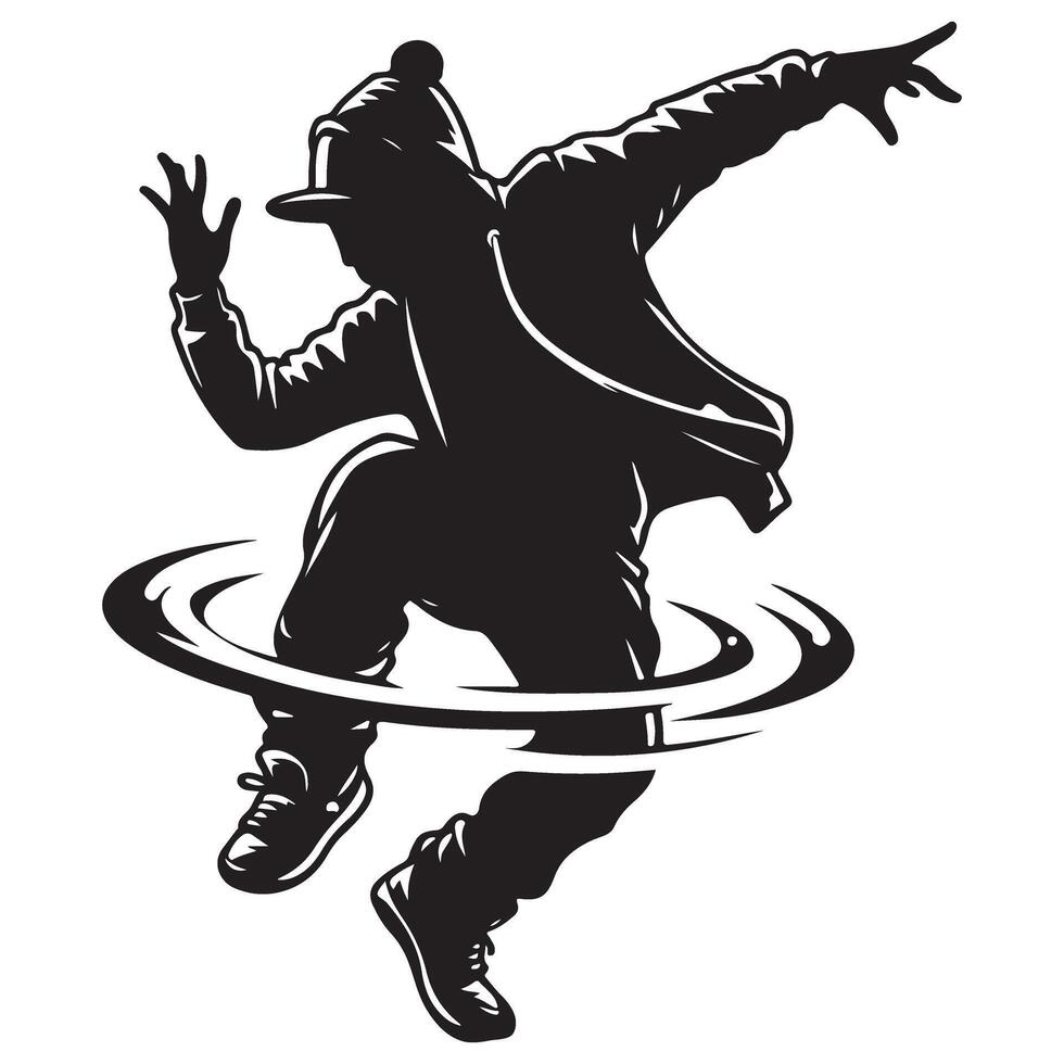 Dynamic Breakdancer Silhouette Expressive Movement and Energetic Dance Illustration vector