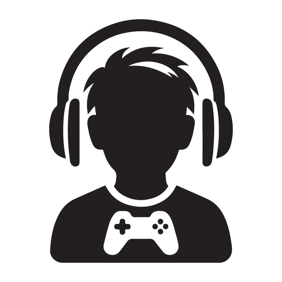 Gamer Silhouette Graphic Boy with Headset and Controller vector