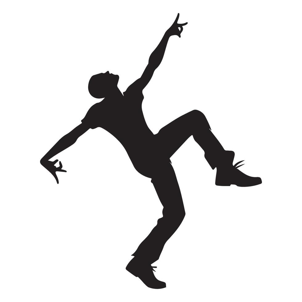 Silhouette Stylish Man Dance Illustration Performing Design Template vector