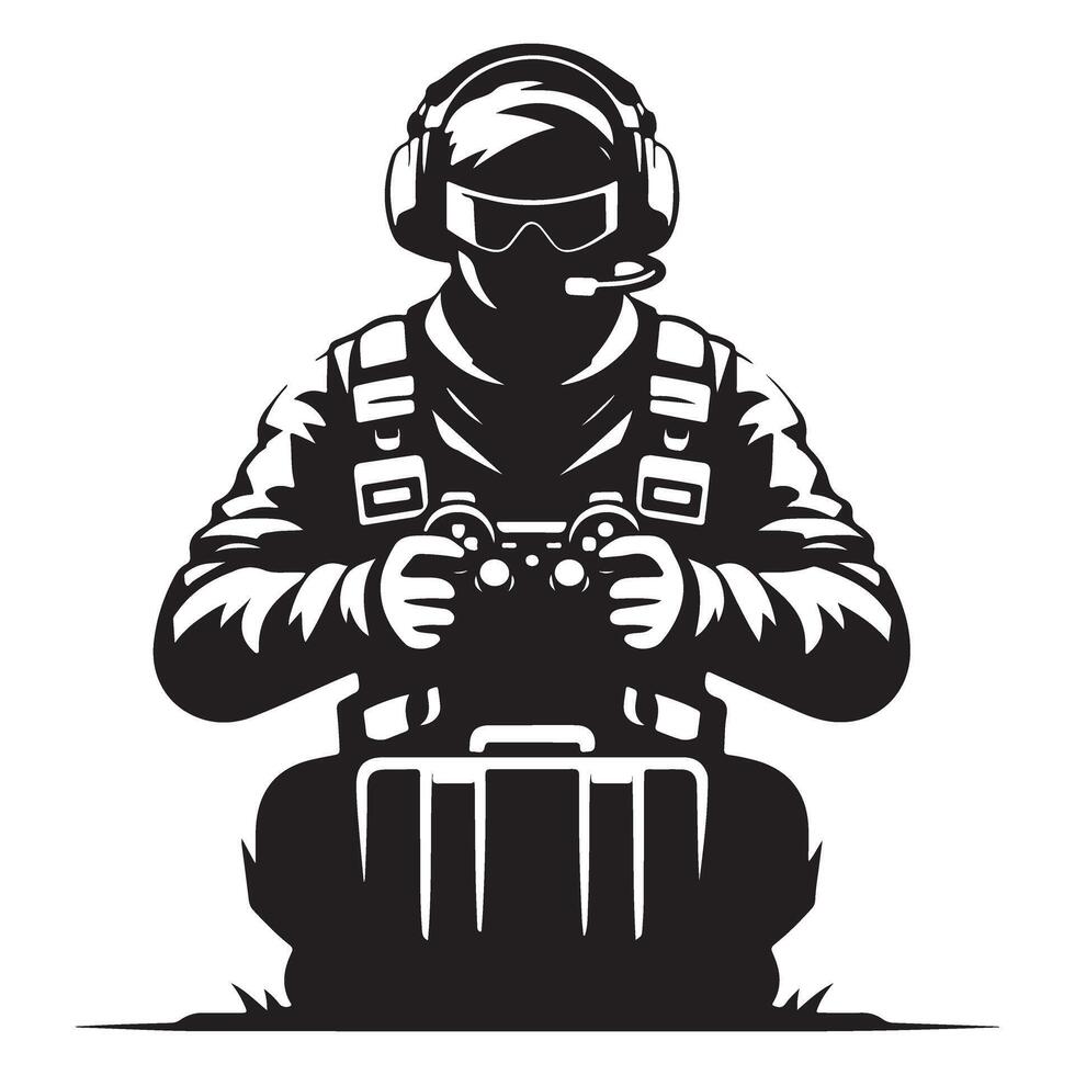 Gamer Silhouette Illustration Holding Controller with Case vector