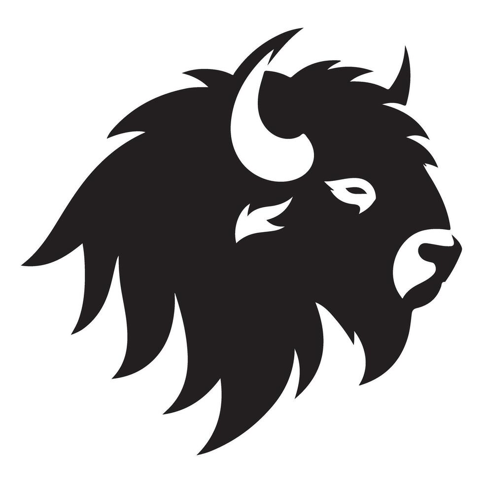 Majestic Bison Head Profile Silhouette Design Element vector