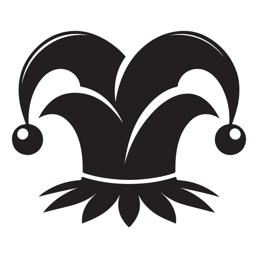 Jester Hat Silhouette with Bells Illustration for Entertainment vector