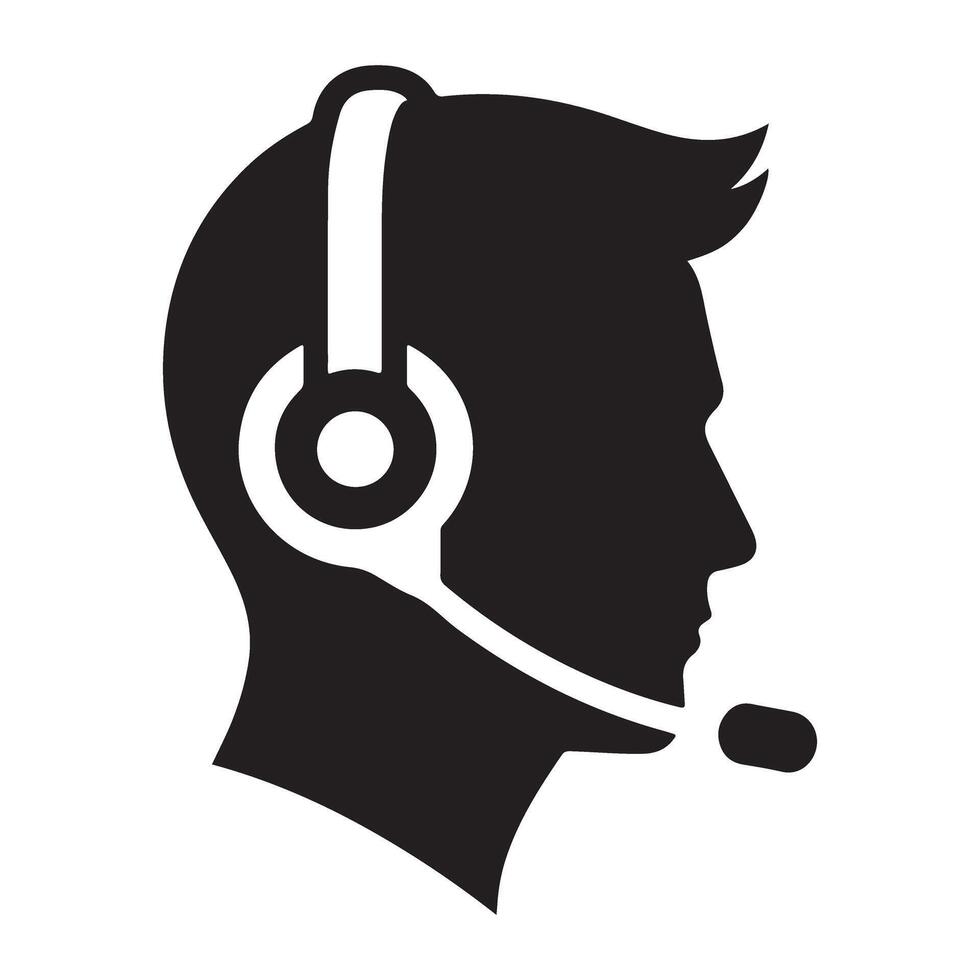 Customer support helpdesk agent silhouette customer service icon vector