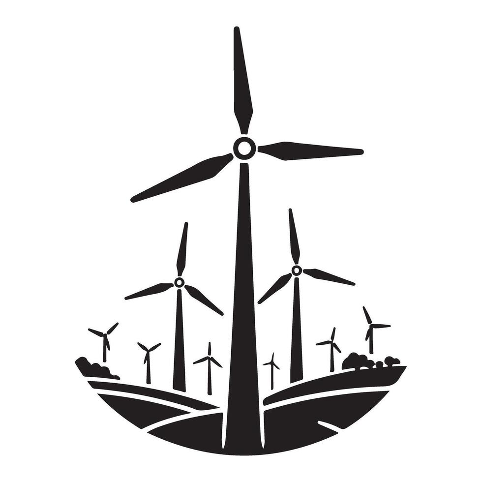 Wind Turbines Symbolizing Renewable Energy and Sustainable Resources vector